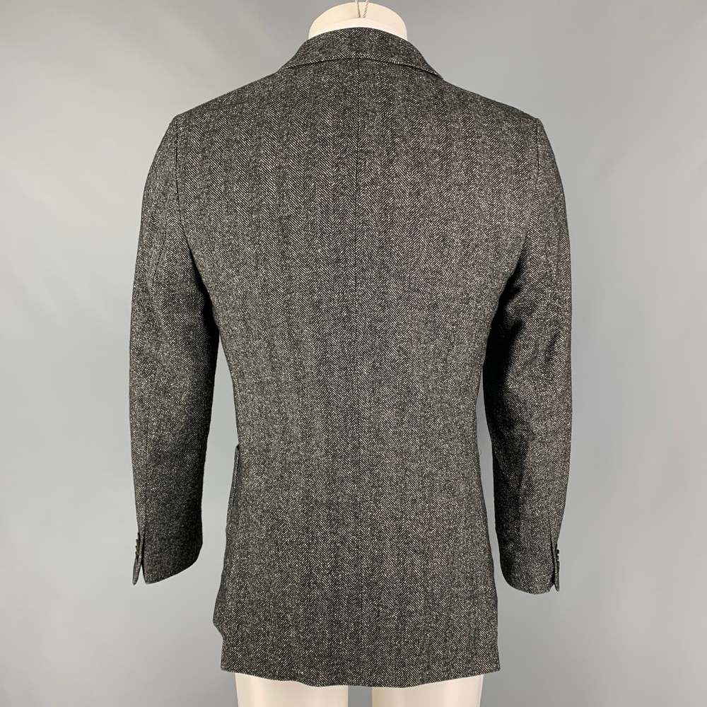 OFFICINE GENERALE Black White Herringbone Wool Silk Sport Coat - Picture 4 of 7